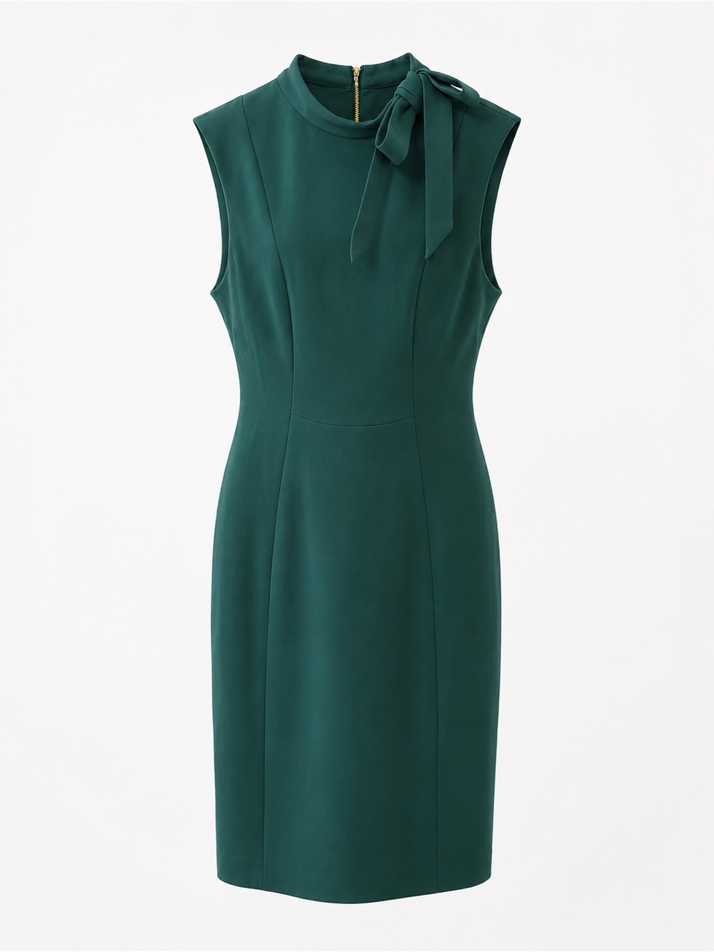 Calvin Klein Green Sleeveless Bow Neck Sheath Midi Dress 10